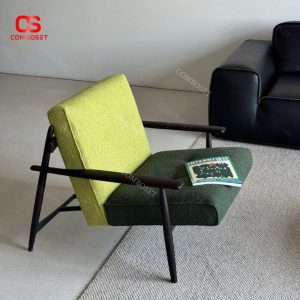 Ghế Thư Giãn Bọc Vải Hai Tông Màu, Giá Đỡ Gỗ Thông