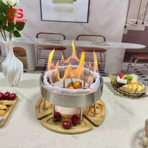 Lò Sưởi 4 Khay Vòng Tròn Để Bàn Khung Kim Loại Sử Dụng Cắm Trại, Tiệc Nướng