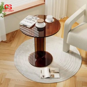 Bàn Cafe Acrylic, Mặt Tròn Đế Tròn, Bàn Màu Trong Suốt