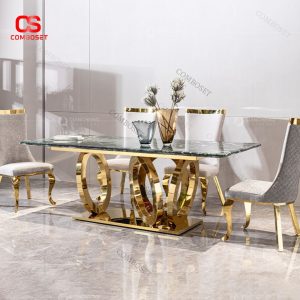 Bàn Mặt Đá, Thép Không Gỉ Titan, Chân Bàn Thiết Kế Lạ