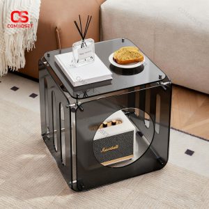 Bàn Phụ Acrylic Trong Suốt, Bàn Vuông Nhỏ Gọn Tiện Lợi