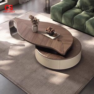 Bàn Trà Hình Lá, Thiết Kế Sang Trọng, Bàn Gỗ Nguyên Khối