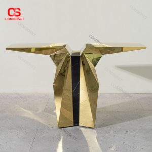 Bàn Trang Trí Inox Mạ Vàng Kiểu Khối Hình Học