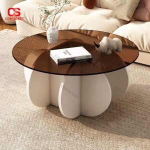 Bàn Tròn Chân Bí Uống Trà, Bàn Mặt Kính Thủy Tinh