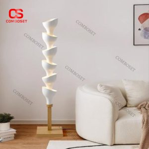 Đèn Đứng Xếp Tầng Ánh Sáng Ấm Dáng Hoa Trừu Tượng Phòng Khách, Phòng Ngủ