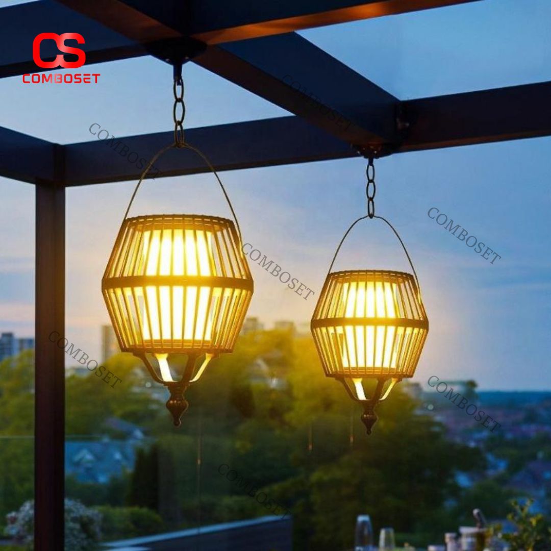 Đèn NLMT Lồng Sắt Nghệ Thuật Trang Trí Ban Công Phong Cách Á Đông