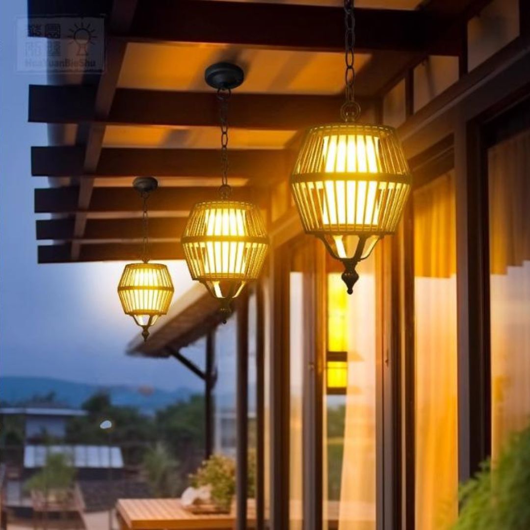 Đèn NLMT Lồng Sắt Nghệ Thuật Trang Trí Ban Công Phong Cách Á Đông