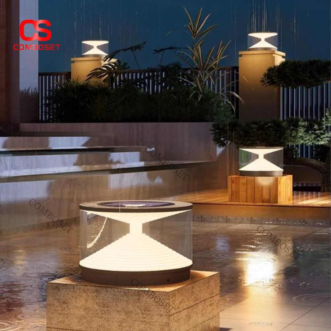 Đèn NLMT Trụ Tròn Hắt Sáng 360 Độ Ngoài Trời, Chống Thấm Nước