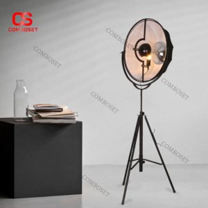 Đèn Sàn Spotlight Công Nghiệp Chóa Tròn Chân Sắt Phong Cách Retro Trang Trí Nội Thất
