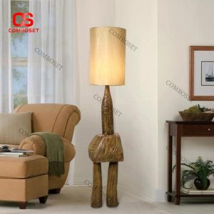 Đèn Sàn Tượng Gỗ Nghệ Thuật Phong Cách Thủ Công Mộc Mạc