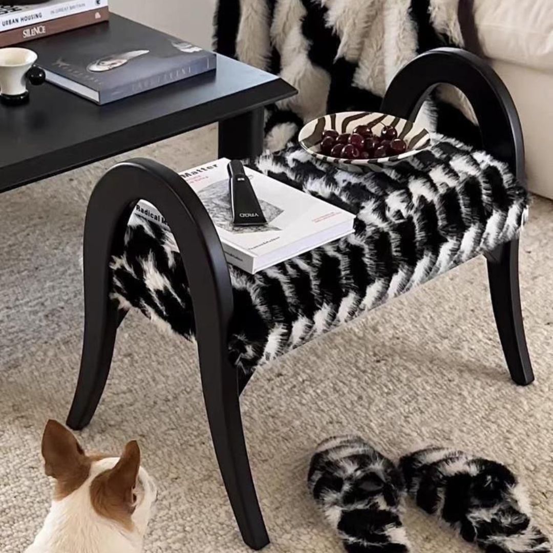 Ghế Thay Giày Đệm Vải, Đệm Lông, Ghế Đẩu Gác Chân