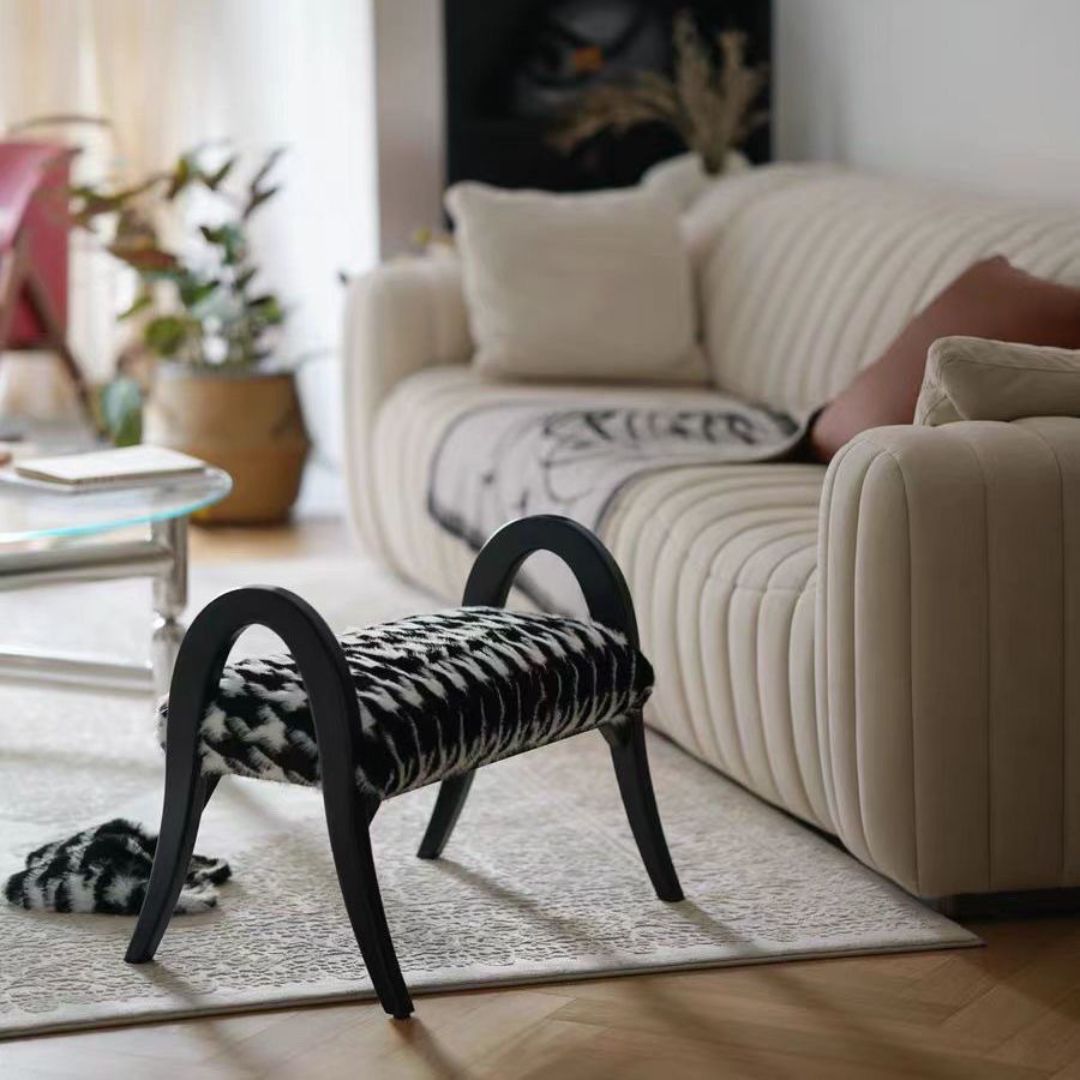 Ghế Thay Giày Đệm Vải, Đệm Lông, Ghế Đẩu Gác Chân