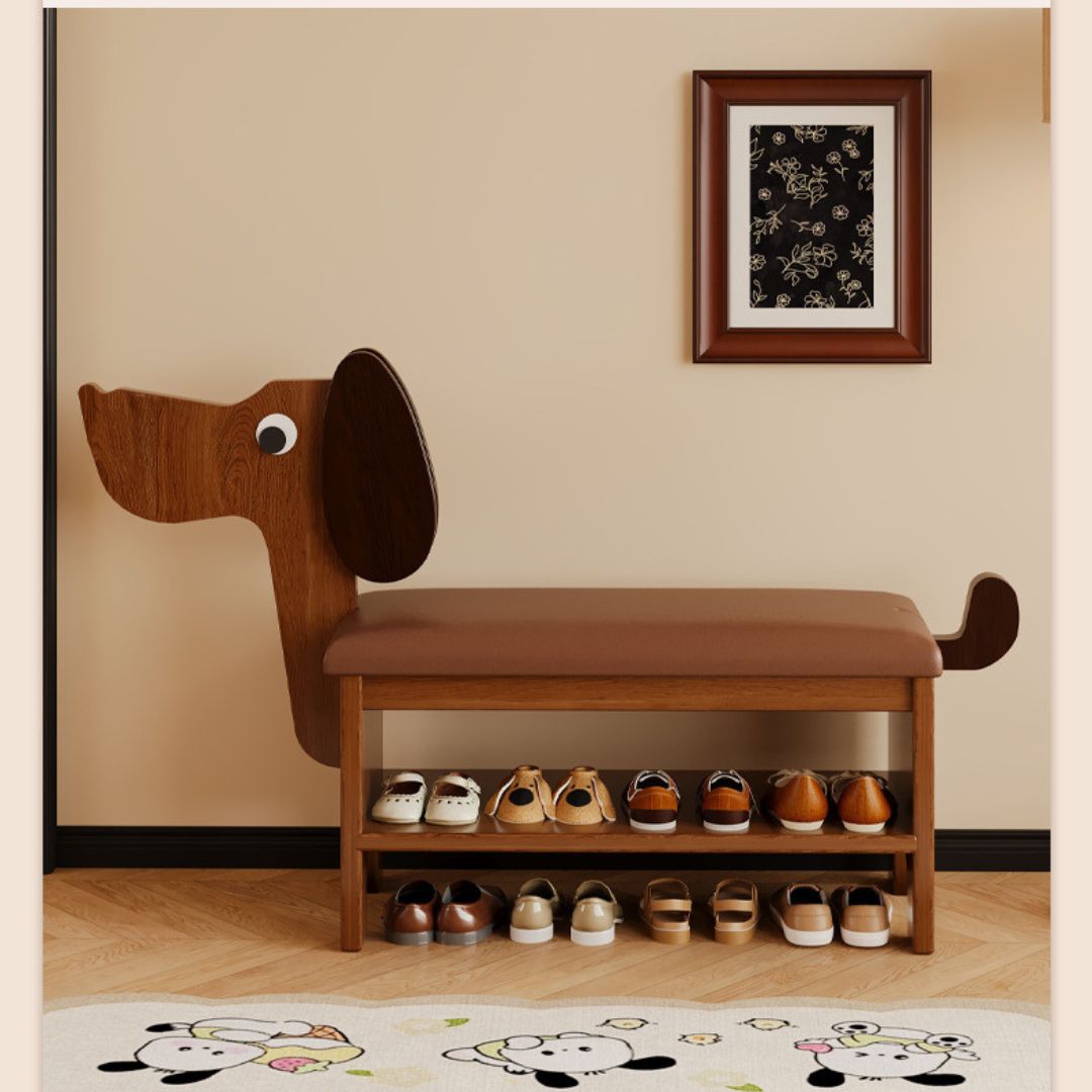 Ghế Thay Giày Hình Cún, Kệ Để Giày Có Đệm Ngồi