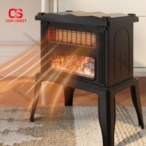 Lò Sưởi Điện Cổ Điển Chân Cao Hiệu Ứng Lửa Phong Cách Châu Âu Sang Trọng