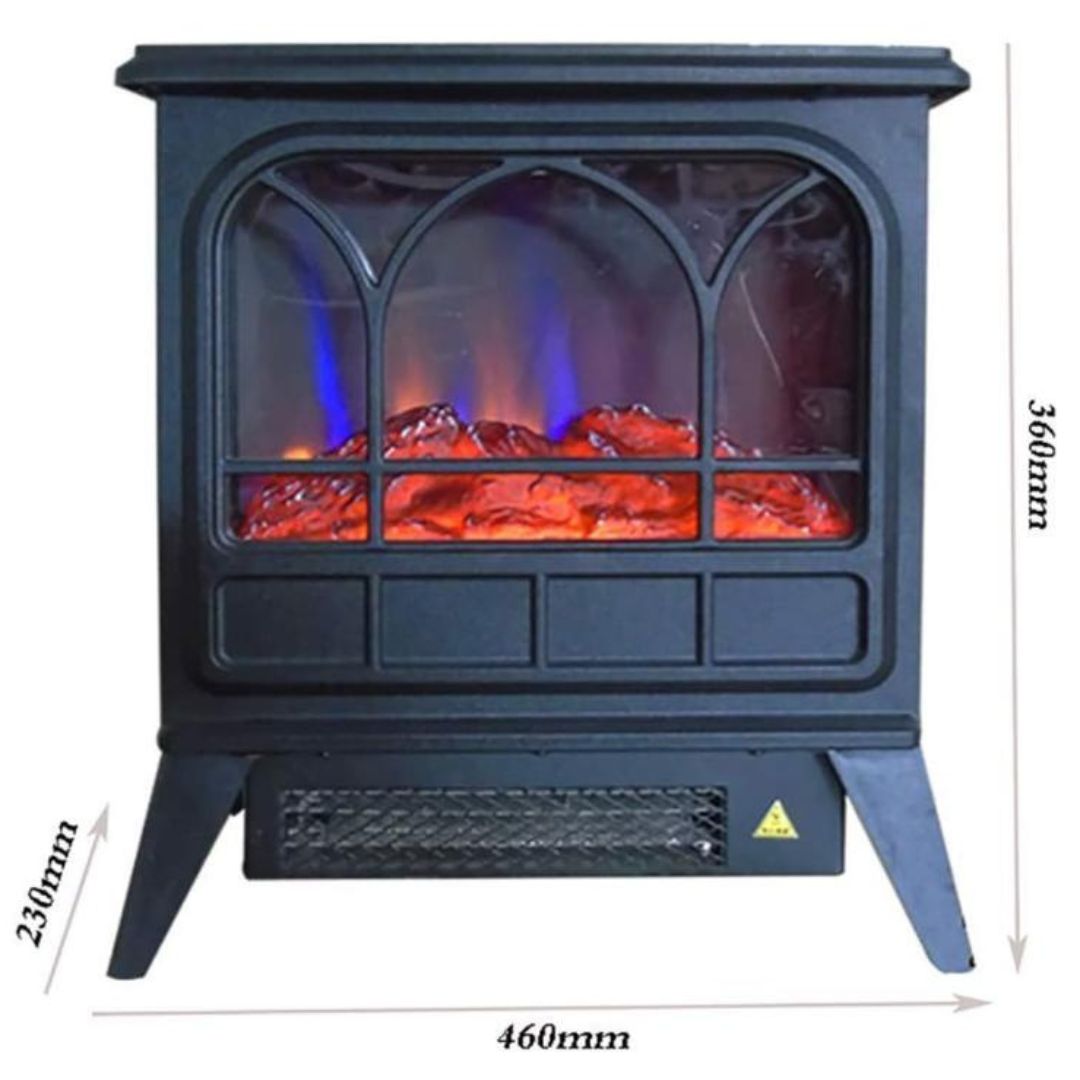 Lò Sưởi Điện Cổ Điển Cửa Vòm Kính Hiệu Ứng Lửa 3D Ấm Áp