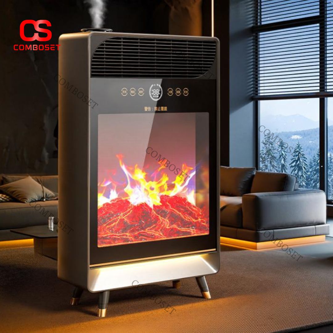 Lò Sưởi Điện Thông Minh, Tạo Độ Ẩm, Hiệu Ứng Ngọn Lửa 3D Công Tắc Cảm Ứng