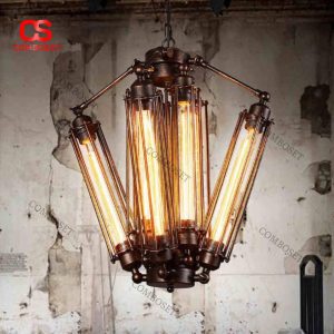 Đèn Chùm Loft Vintage Khung Sắt Thiết Kế Độc Đáo