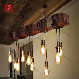 Đèn Thả Gỗ Treo Trần Phong Cách Vintage Cổ Điển