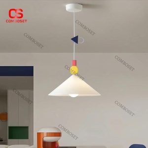 Đèn Thả Trần Hình Nón Phối Khối Hình Học Phong Cách Bauhaus