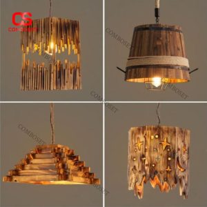 Đèn Treo Trần Gỗ Vintage Phong Cách Mộc Mạc Ấn Tượng
