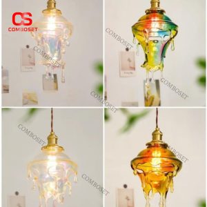 Đèn Treo Trần Nhựa Hiệu Ứng Tan Chảy Phối Màu Cầu Vồng Nổi Bật Cho Không Gian Trẻ Trung Sáng Tạo
