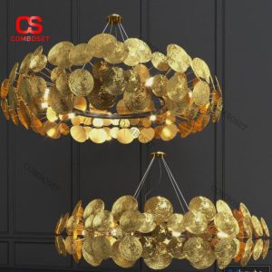 Đèn Chùm Lá Vàng Nghệ Thuật Xếp Tầng Sang Trọng