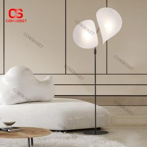 Đèn Sàn 2 Chao Vải Dáng Cánh Hoa Mềm Mại Hiện Đại