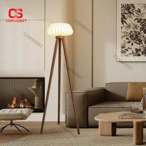 Đèn Sàn Chân Gỗ 3 Trụ Phong Cách Bắc Âu Thanh Lịch