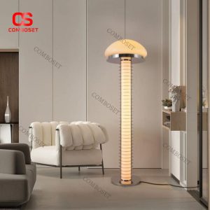 Đèn Sàn Kim Loại Chao Thủy Tinh Dáng Trụ Hiện Đại Tối Giản