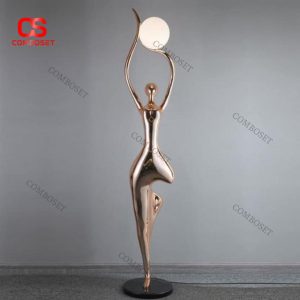 Đèn Sàn Tượng Người Ánh Kim Trang Trí Phòng Khách Cao Cấp