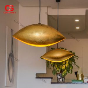 Đèn Thả Kim Loại Hình Vỏ Sò Mạ Bạc Vàng Ánh Sáng Ấm Nghệ Thuật