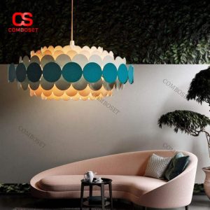 Đèn Thả Kim Loại Vảy Tròn Xếp Lớp Nghệ Thuật 3 Chế Độ Sáng