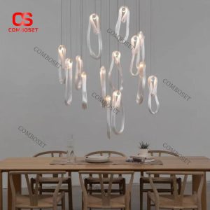 Đèn Thả Trần Dáng Uốn Nghệ Thuật Phù Hợp Phòng Khách Cao Cấp