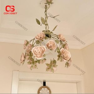 Đèn Thả Trần Hoa Kim Loại Vintage Nhẹ Nhàng Trang Trí Không Gian Nữ Tính