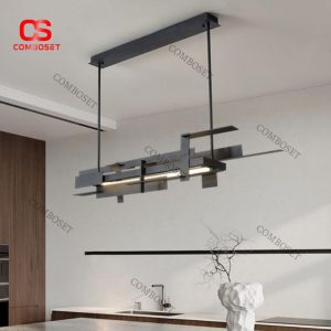 Đèn Thả Trần Thanh Ngang Kim Loại Đen Vàng Hiện Đại