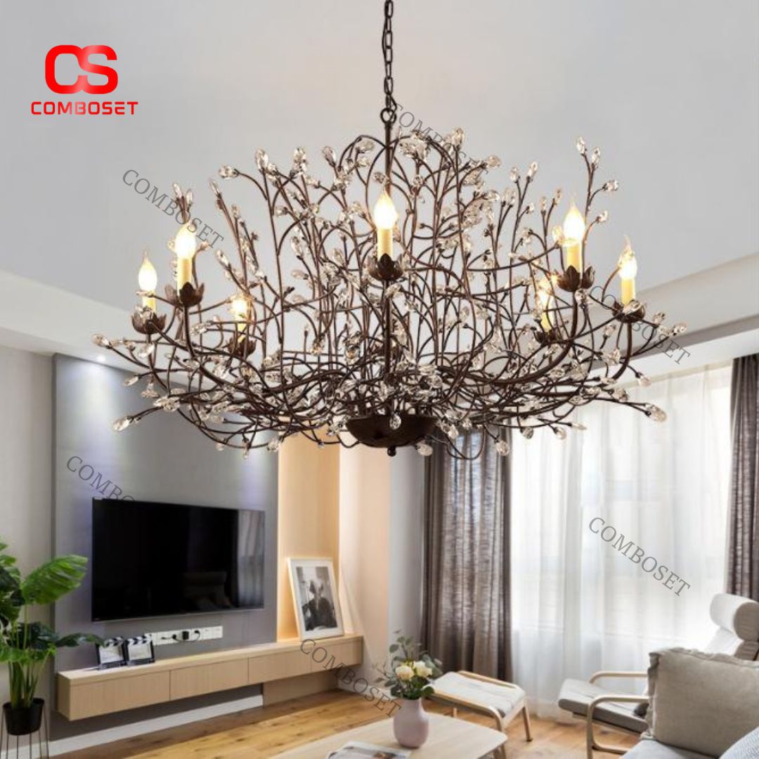 Đèn Chùm Cành Cây Pha Lê Nghệ Thuật Sang Trọng