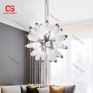 Đèn Chùm Cánh Hoa Thủy Tinh Biệt Thự Sang Trọng Cao Cấp