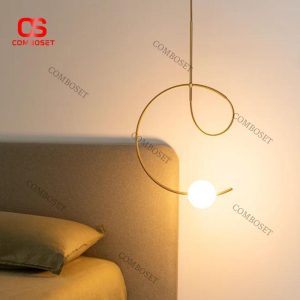 Đèn Chùm Kim Loại Cong Đối Xứng Hiện Đại Cao Cấp