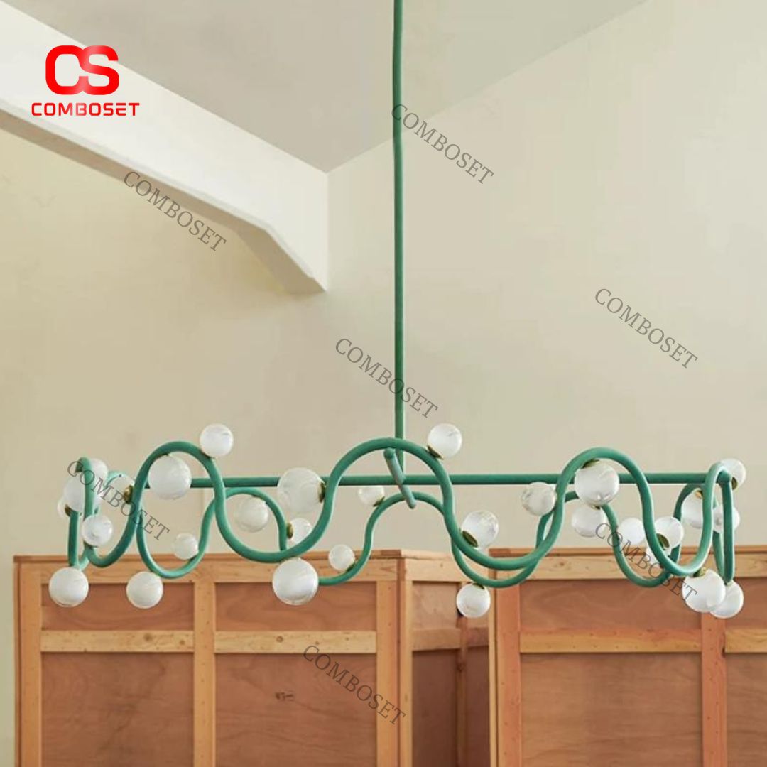 Đèn Chùm Nhiều Bóng Dáng Sóng Biển Trang Trí Phòng Khách