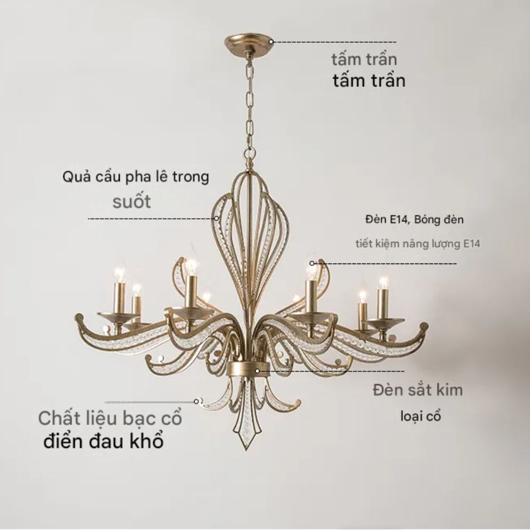 Đèn Chùm Pha Lê Ánh Nến Thanh Lịch Hiện Đại