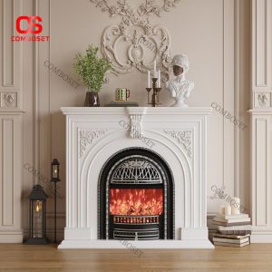 Đèn Lò Sưởi Cổ Điển Châu Âu Tông Trắng Đen Phong Cách Hoàng Gia Sang Trọng & Ấm Cúng