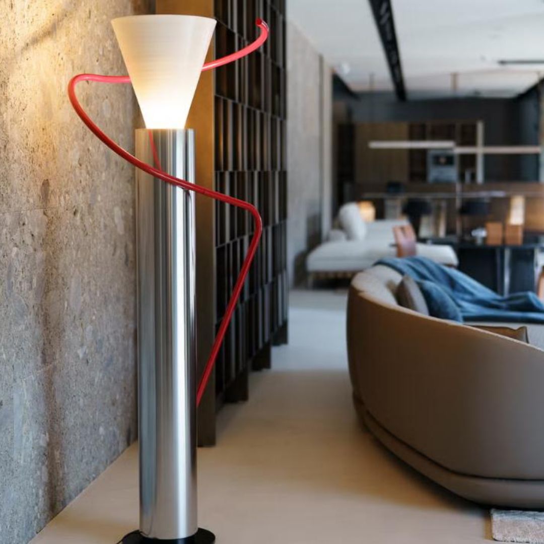 Đèn Sàn Kim Loại Mạ Chrome Uốn Sóng Sáng Tạo Decor Nội Thất