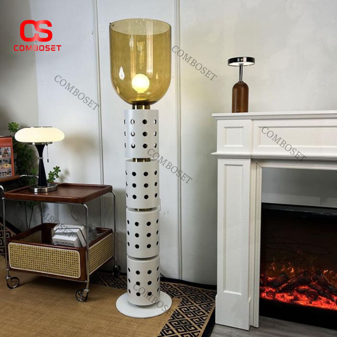 Đèn Sàn Trụ Tròn Đục Lỗ Trang Trí Nội Thất Phong Cách Đương Đại