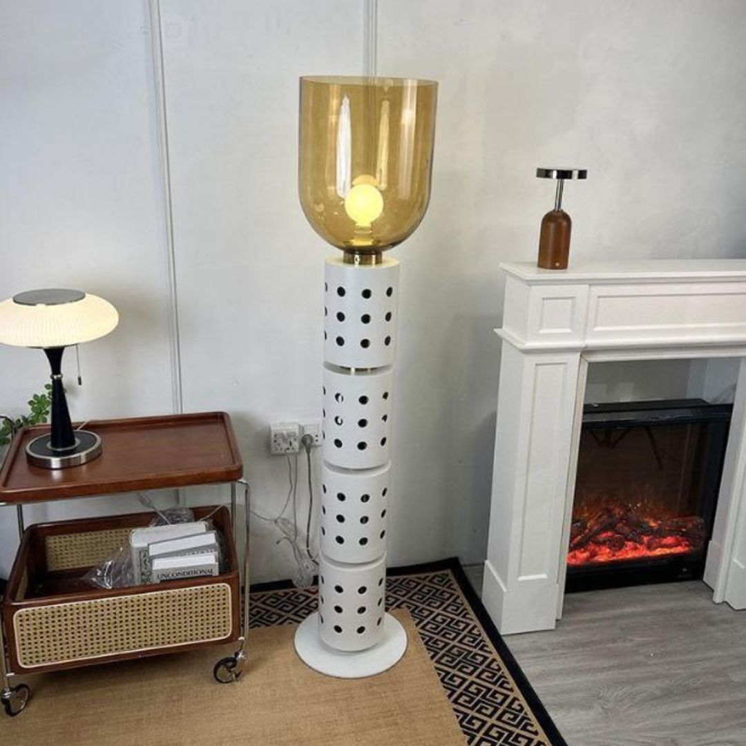 Đèn Sàn Trụ Tròn Đục Lỗ Trang Trí Nội Thất Phong Cách Đương Đại
