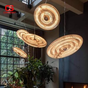 Đèn Thả Trần Thuỷ Tinh Vân Sóng Nghệ Thuật Trang Trí Không Gian