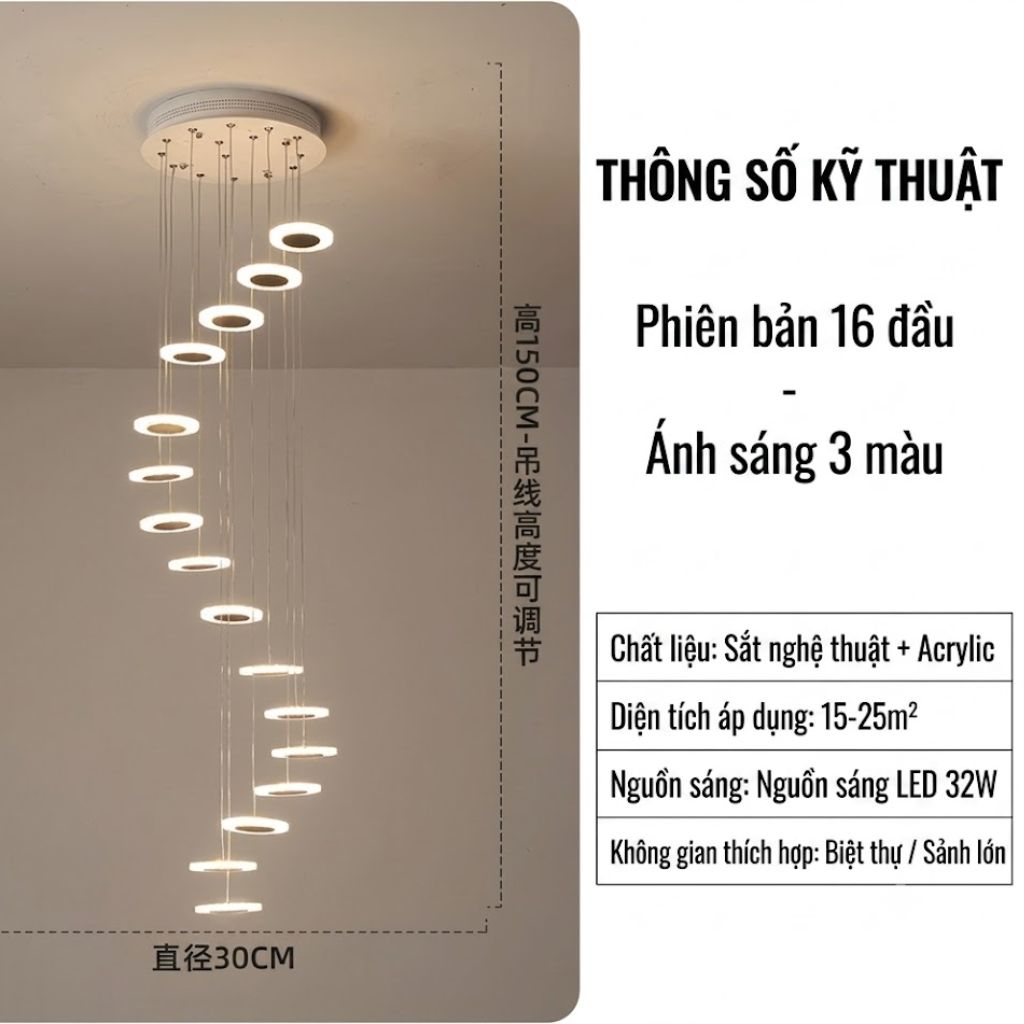 Đèn Chùm Cầu Thang Sang Trọng Hiện Đại – Giải Pháp Chiếu Sáng Đẳng Cấp Cho Biệt Thự, Duplex Và Trung Tâm Thương Mại 4026 - Ảnh 2