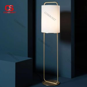 Đèn Sàn Chao Vải Tối Giản Khung Kim Loại Hiện Đại, Phong Cách Châu Âu
