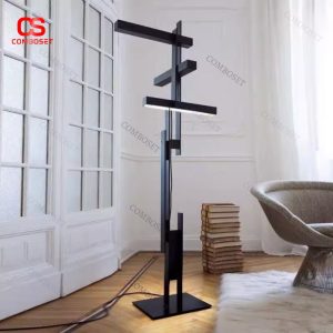 Đèn Sàn Đứng Phân Tầng, Phong Cách Ý Bằng Thép Không Gỉ