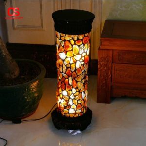 Đèn Sàn Tiffany Bằng Đá, Đèn Sàn Phòng Khách, Phòng Ngủ Cổ Điển- Đèn Cột La Mã