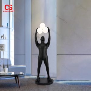 Đèn Tượng Người Nâng Đèn Cầu - Đèn Trang Trí Nội Thất, Decor Phòng Khách